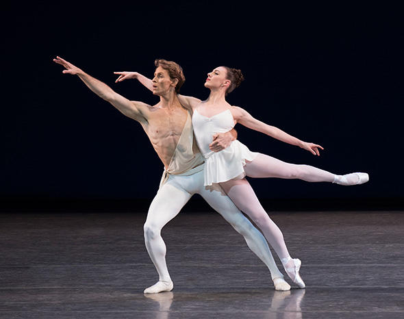 Adrian Danchig-Waring and Tiler Peck in George Balanchine's Apollo　Photo by Paul Kolnik